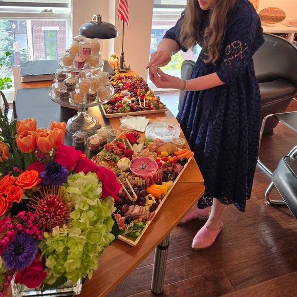 Kate Spade Blue Lace Montauk Midi Dress Medium Embroidered Cutwork French Navy - Picture 8 of 12